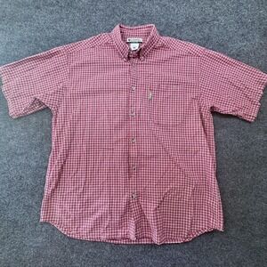 Columbia Shirt Mens XL Red Check Short Sleeve Button Down Casual Outdoor Hiking